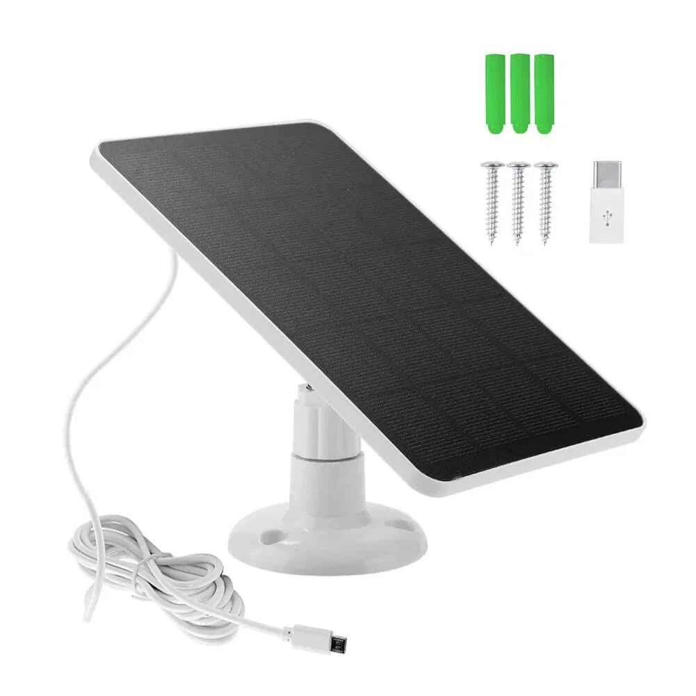 10W Solar Panel Charger Micro USB+Type-C 2in1 - USB and Type C White
