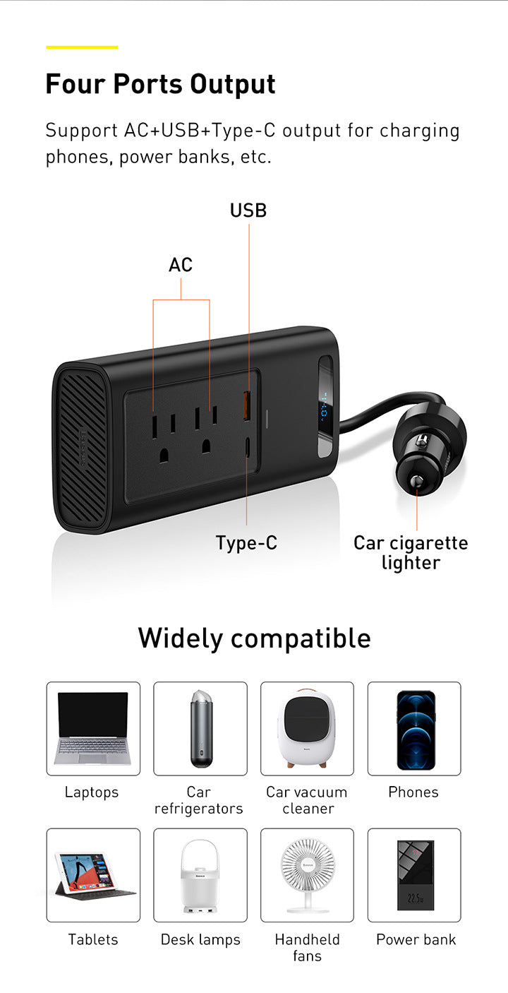 DC/AC Power Inverter 150W Car Plug DC 12V To AC 220V/110V - Inverted Powers