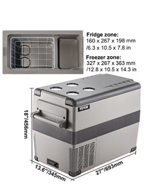 VEVOR 20L/22L/35L/45L/55L Portable Refrigerator 12/24V DC 110-240V - Inverted Powers
