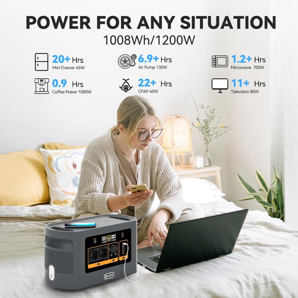 Flashfish 1200W Portable Power Station Lifepo4 Battery 1008Wh - Inverted Powers