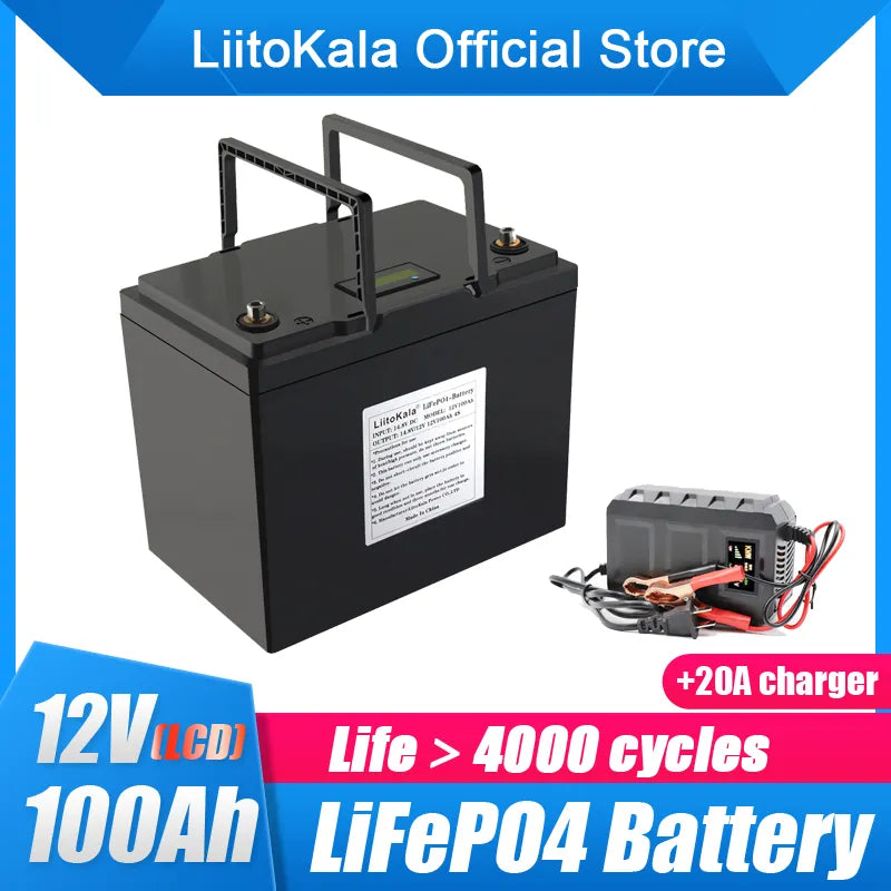 LiitoKala 12.8V 100Ah LifePo4 Battery Pack 12V 24V 36V Rechargeable Battery Pack Lithium Iron Phosphate Lifepo4 Solar Cell tools - Inverted Powers