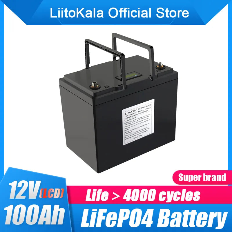 LiitoKala 12.8V 100Ah LifePo4 Battery Pack 12V 24V 36V Rechargeable Battery Pack Lithium Iron Phosphate Lifepo4 Solar Cell tools - Inverted Powers