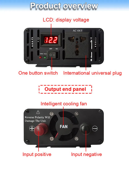 BELEVSCHI Power Inverter 1600W/2800W Pure Sine Wave DC12V-60V To AC110V/220V - Inverted Powers