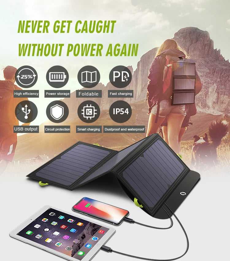 ALLPOWERS Solar Panel 5V 21W Built-in 10000mAh Battery Portable Solar Charger Waterproof Solar Battery - Inverted Powers