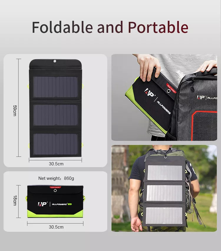 ALLPOWERS Flexible Foldable Solar Charger 10W USB - Inverted Powers