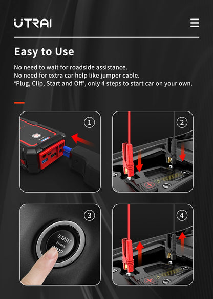 UTRAI Jump Starter 2000-2500A Power Bank Auto Booster - Inverted Powers