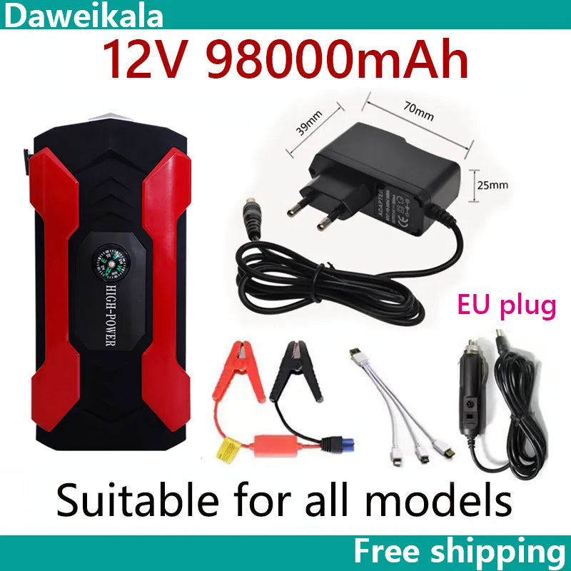 DAWEIKALA Car Jump Starter Battery Emergency Booster 98000mAh Battery Powerbank - Inverted Powers