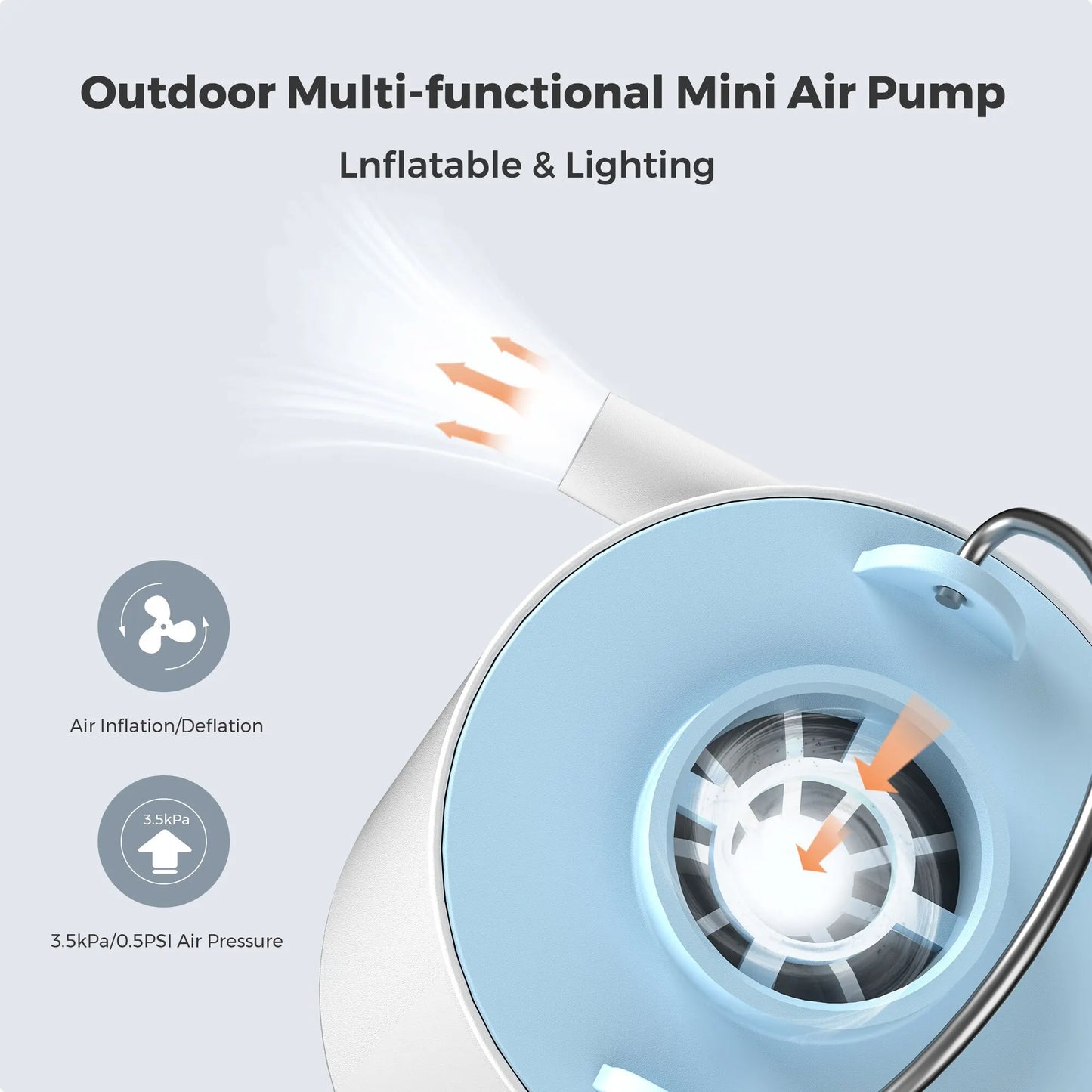 FLEXTAILGEAR Tiny Pump X Portable Air Pump Camping Rechargeable - Inverted Powers