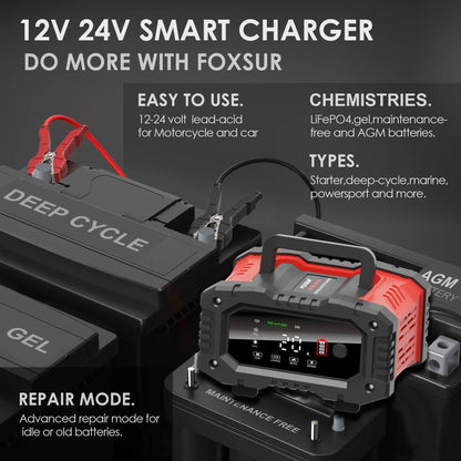 EAFC Battery Charger 12V/24V 10A/20A Lithium/ AGM/ GEL/ Lead-Acid/ LiFePO4 - Inverted Powers