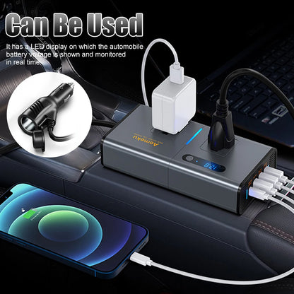BOJECHER Car Inverter 200W Charging Station DC12V To AC110V/220V TypeC USB Fast Charging - Inverted Powers
