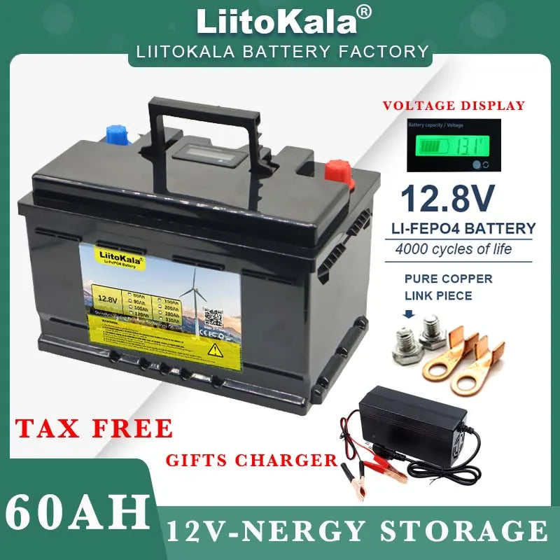 LiitoKala 12V 310ah 280ah 120AH 60ah LiFePO4 Battery 12.8V Lithium Iron Phosphate Batteries Touring car 14.6V Charger Duty-free - Inverted Powers