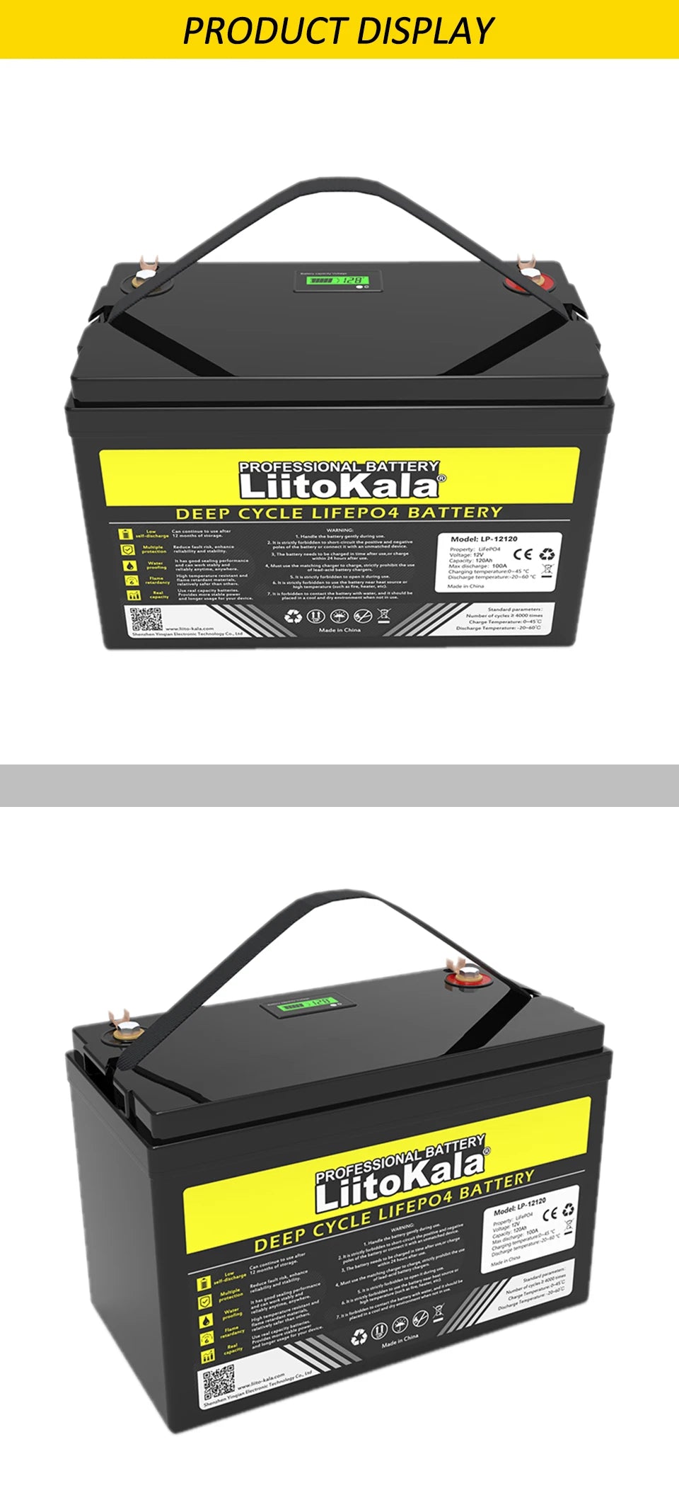 LiitoKala 12V 310ah 280ah 120AH 60ah LiFePO4 Battery 12.8V Lithium Iron Phosphate Batteries Touring car 14.6V Charger Duty-free - Inverted Powers