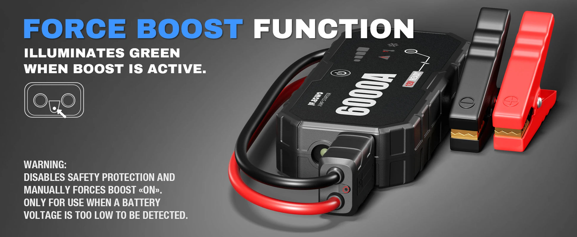 JF.EGWO Jump Starter 6000A Power Bank Auto Battery Charger Booster - Inverted Powers