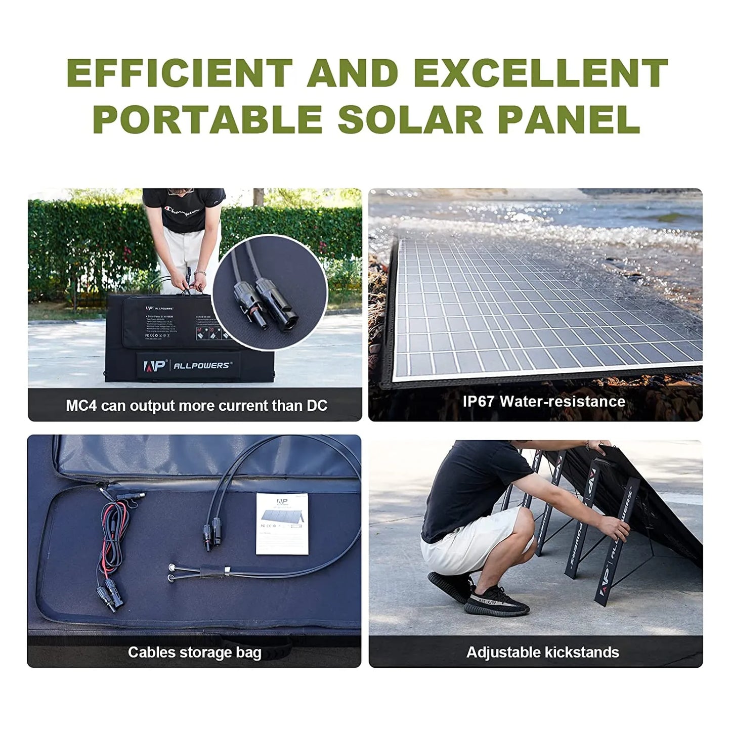 ALLPOWERS Foldable Solar Panel 400W / 200W / 140W / 100W / 60W Solar Charger with MC-4 Output for Power Station Solar Generator - Inverted Powers