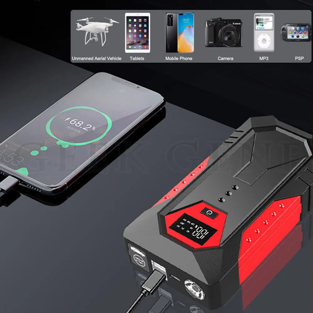 GEEK GENE Jump Starter Portable 1200A Power Bank 18000mAh Battery Booster - Inverted Powers
