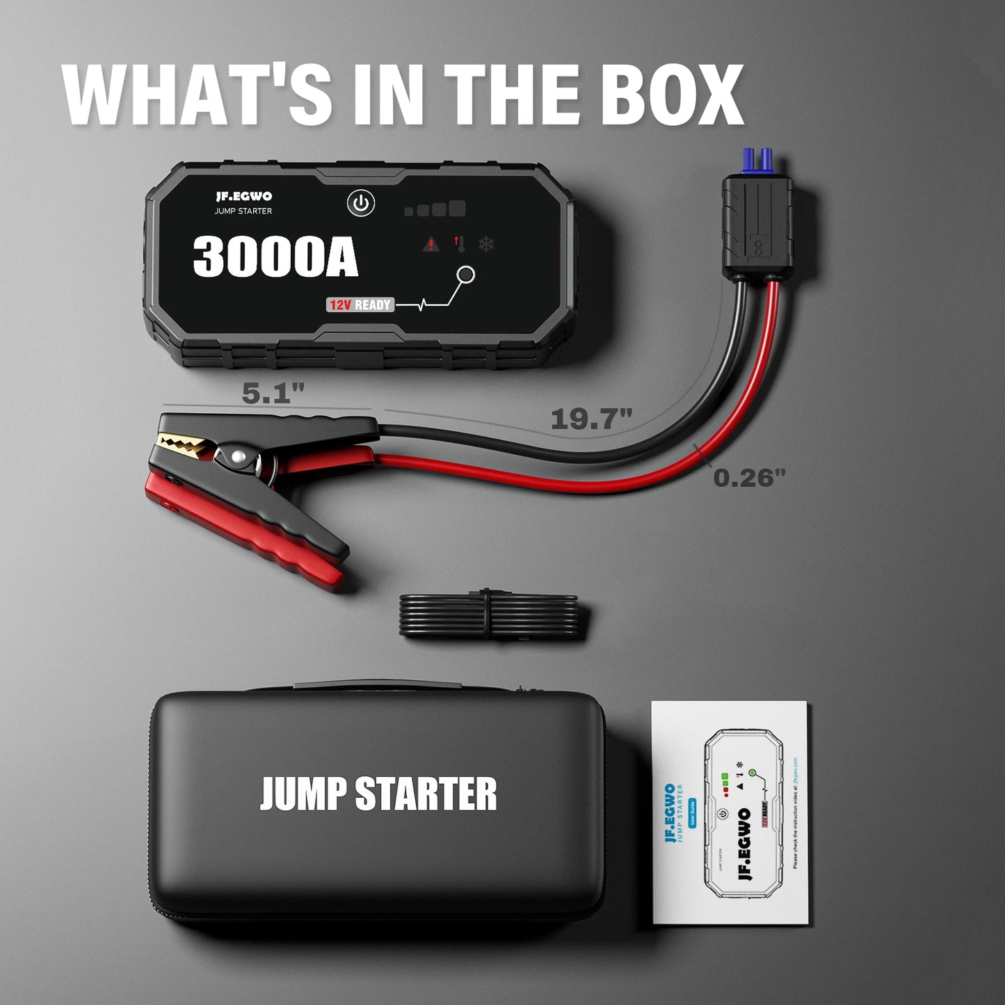 JF.EGWO Jump Starter 6000A Power Bank Auto Battery Charger Booster - Inverted Powers