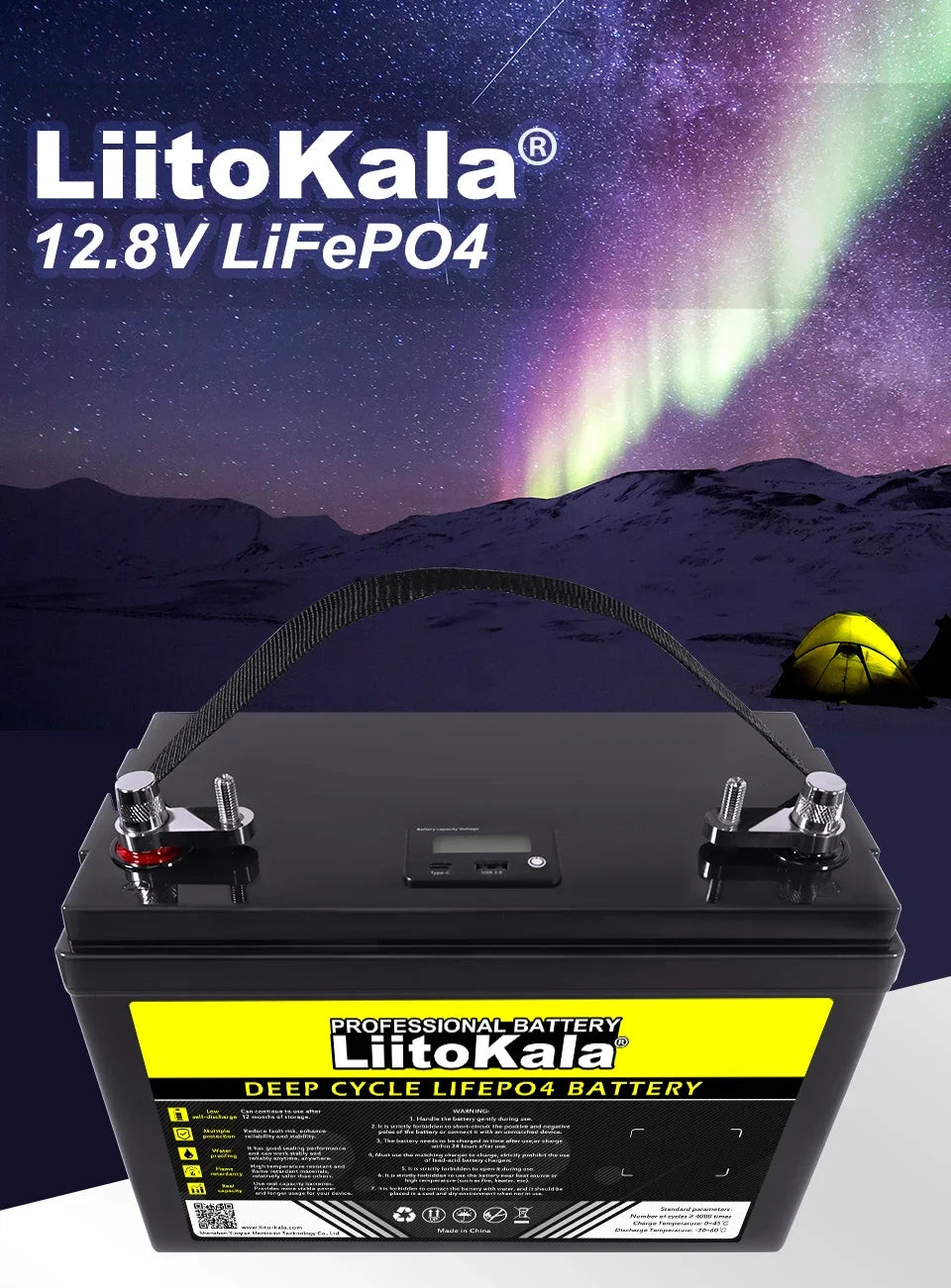 LIITOKALA LiFePO4 Battery 160Ah 12v USB - Inverted Powers