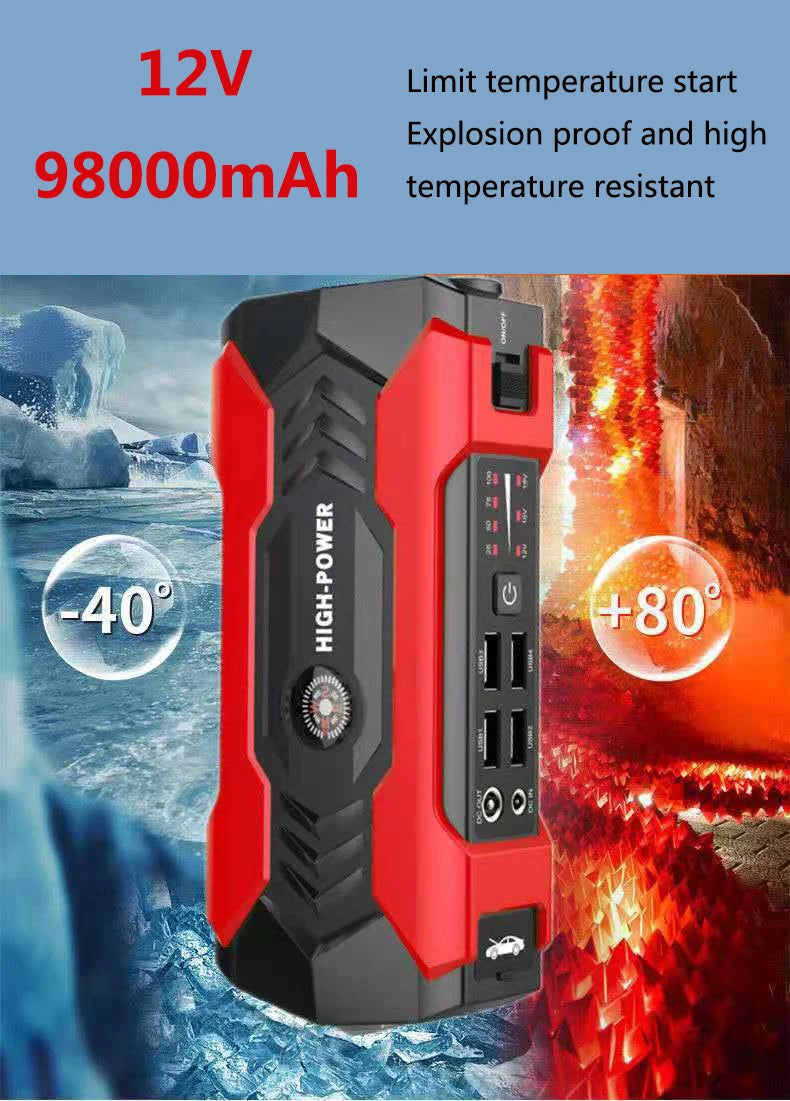 DAWEIKALA Car Jump Starter Battery Emergency Booster 98000mAh Battery Powerbank - Inverted Powers