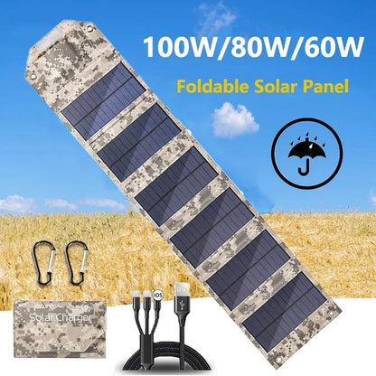 Foldable Solar Panel 100W/80W/60W USB 5V Solar Charger - Inverted Powers