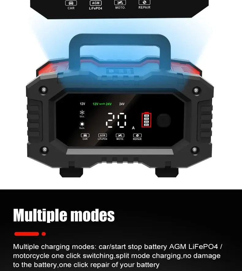 EAFC Battery Charger 12V/24V 10A/20A Lithium/ AGM/ GEL/ Lead-Acid/ LiFePO4 - Inverted Powers