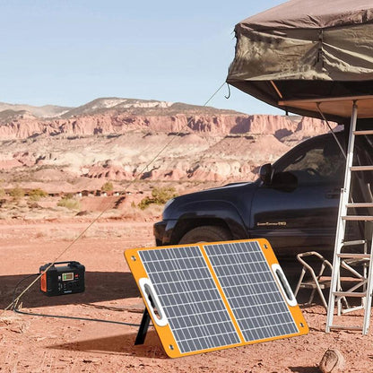 FlashFish Portable Solar Power Station Set 120W with 60W Solar Panel - Inverted Powers