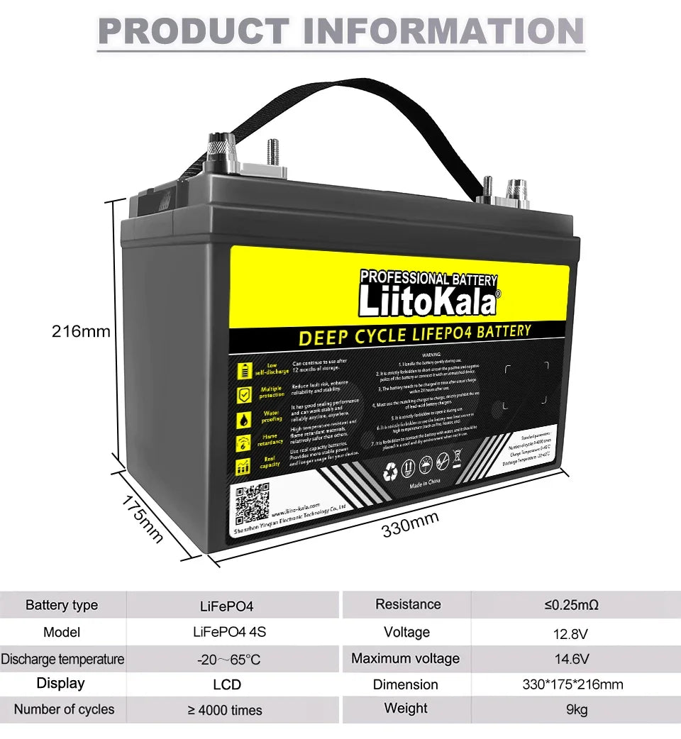 LIITOKALA LiFePO4 Battery 160Ah 12v USB - Inverted Powers