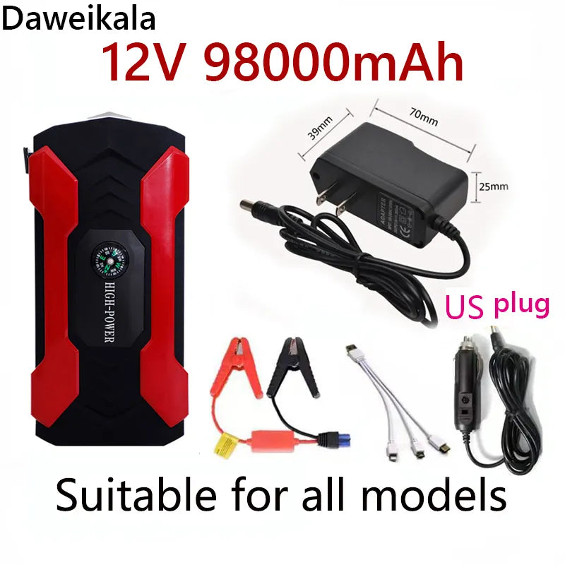 DAWEIKALA Car Jump Starter Battery Emergency Booster 98000mAh Battery Powerbank - Inverted Powers