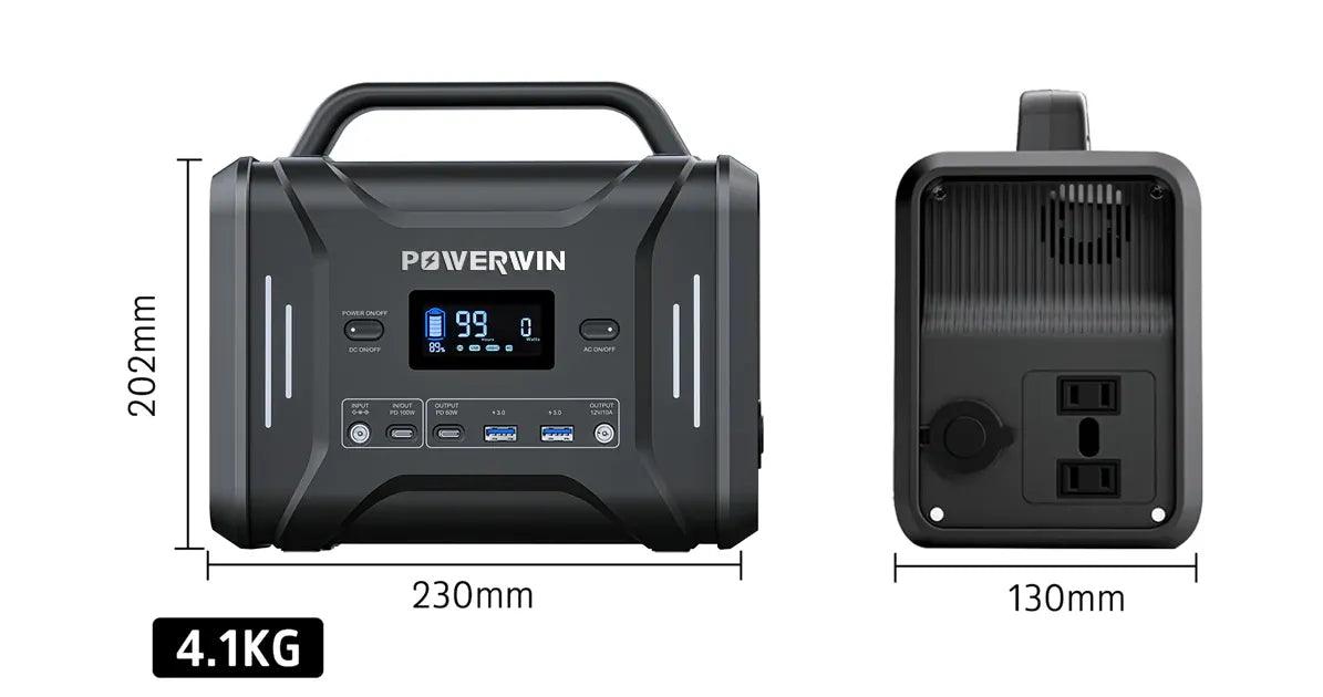 POWERWIN 300W Portable Power Station LiFePO4 Battery Fast Charge with Solar Panel - Inverted Powers