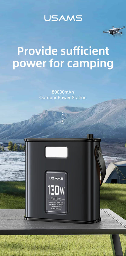 USAMS 130W Power Station 80000mAh Emergency Power Supply Poratble Fast Charger for Outdoor Camping Home Energy Power Storage - Inverted Powers