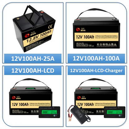 SJY LiFePO4 Battery 100Ah/200Ah 12V-48V + Charger - Inverted Powers
