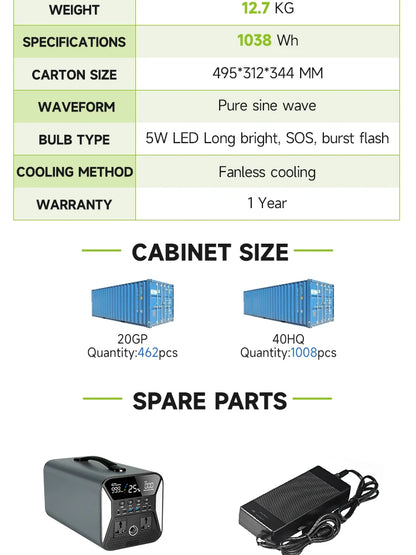 A-POWER 1000W Portable Power Station With 200W Solar Panel Fast Full Charging Lifepo4 Battery - Inverted Powers