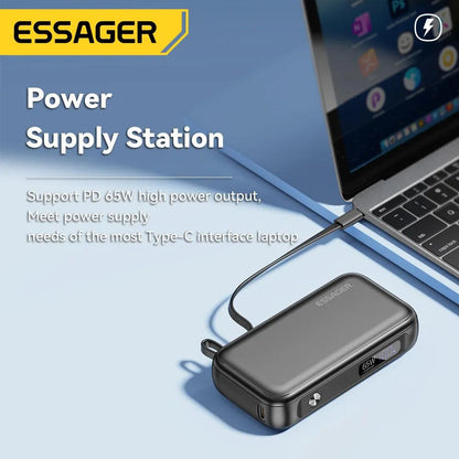 Essager Power Bank 15000mAh With USB C Cable iPhone iPad Macbook 65W Fast Charger - Inverted Powers