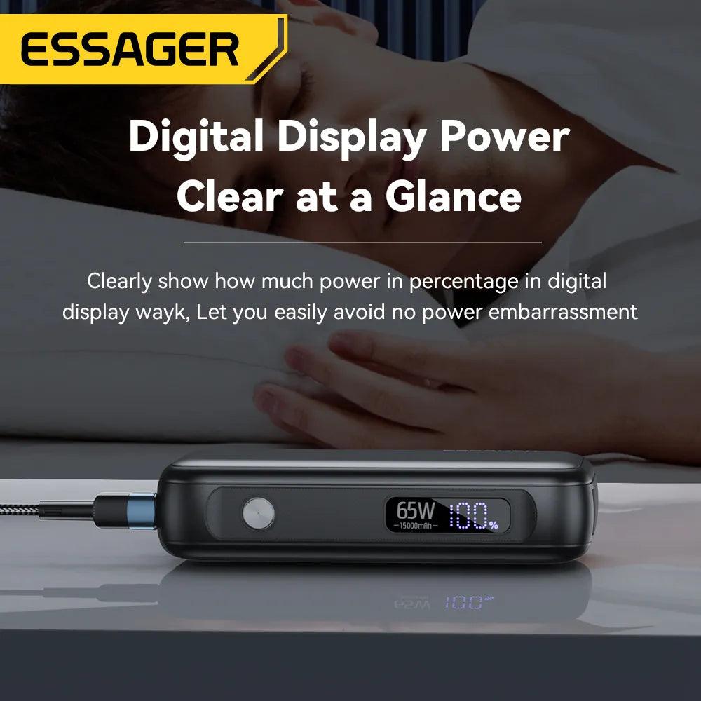 Essager Power Bank 15000mAh With USB C Cable iPhone iPad Macbook 65W Fast Charger - Inverted Powers