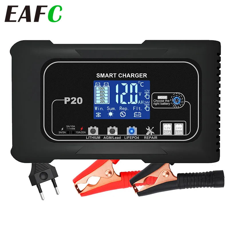 EAFC Battery Charger 15A/20A 12V/24V Smart Lead-Acid PB AGM LiFePO4 - Inverted Powers