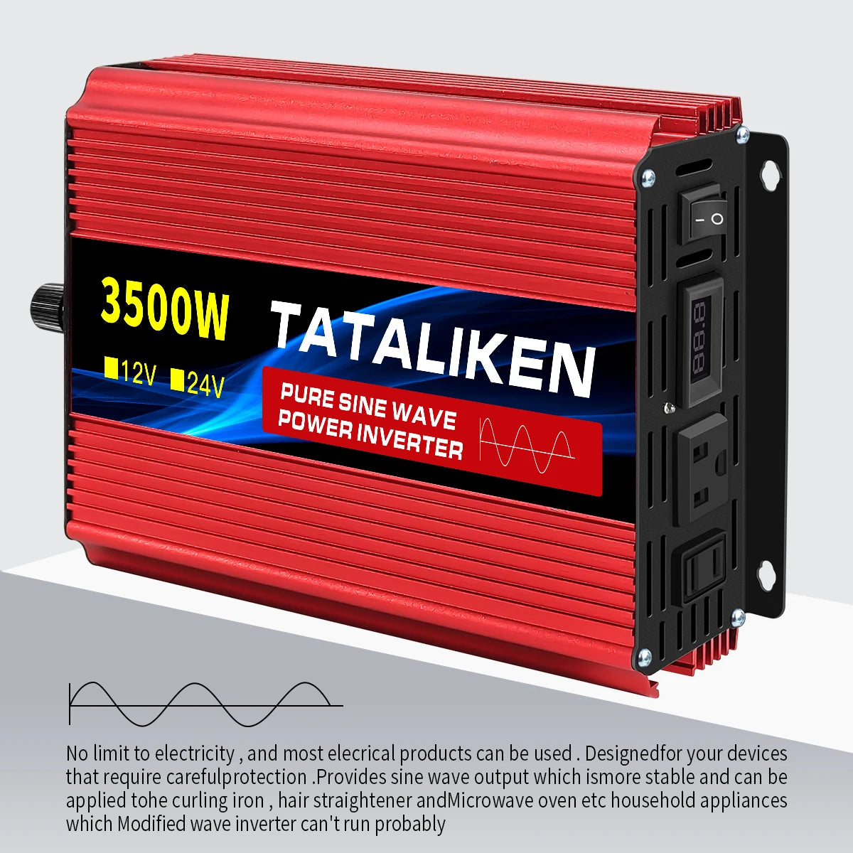 TATALIKEN Power Inverter 1600W-8000W Pure Sine Wave Inverter 12V/24V To AC 110V - Inverted Powers