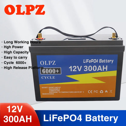 OLPZ LiFePO4 Battery 100Ah-400Ah 12V Built-in BMS - Inverted Powers