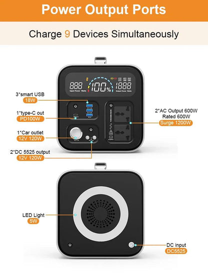 A-POWER 600W LifePo4 Power Station 595wh With 100W Solar Panel - Inverted Powers