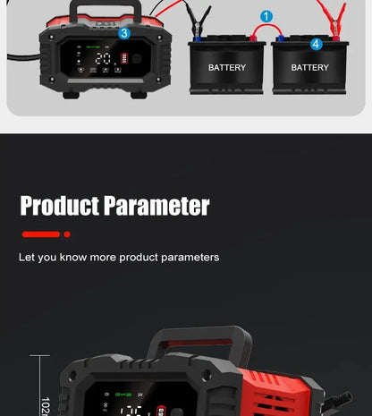 EAFC Battery Charger 12V/24V 10A/20A Lithium/ AGM/ GEL/ Lead-Acid/ LiFePO4 - Inverted Powers