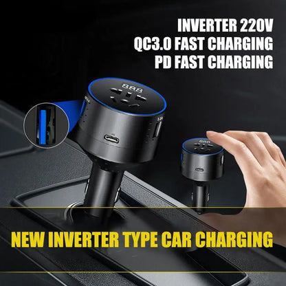 DC/AC Inverter Car Charger 100W DC12v To AC110V/220V Type-C QC3.0 USB - Inverted Powers