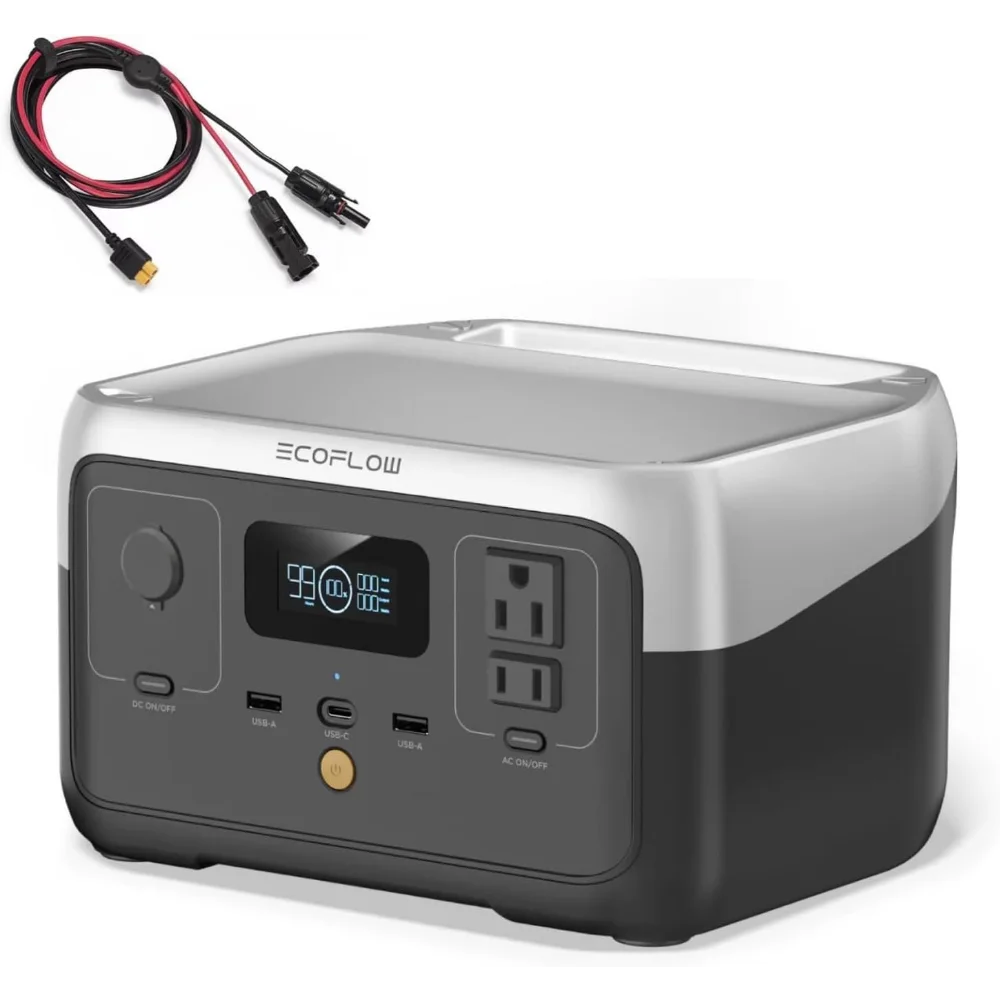 EF ECOFLOW RIVER 2 Portable Power Station 600W, LiFePO4 Battery 256Wh - Inverted Powers