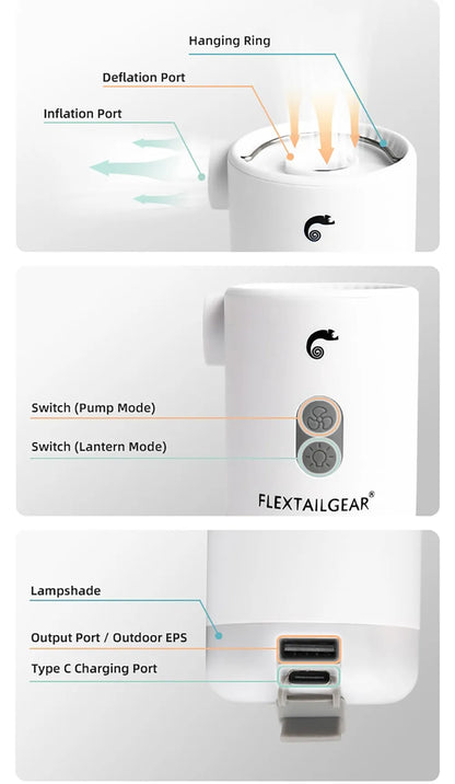 FLEXTAILGEAR Max Pump 2 Pro Portable Mini Air Pump Camping - Inverted Powers