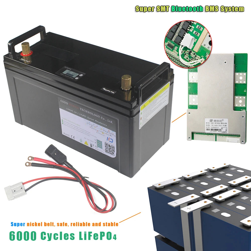 LiFePO4 Battery 100Ah-200Ah 12V Bluetooth BMS - Inverted Powers