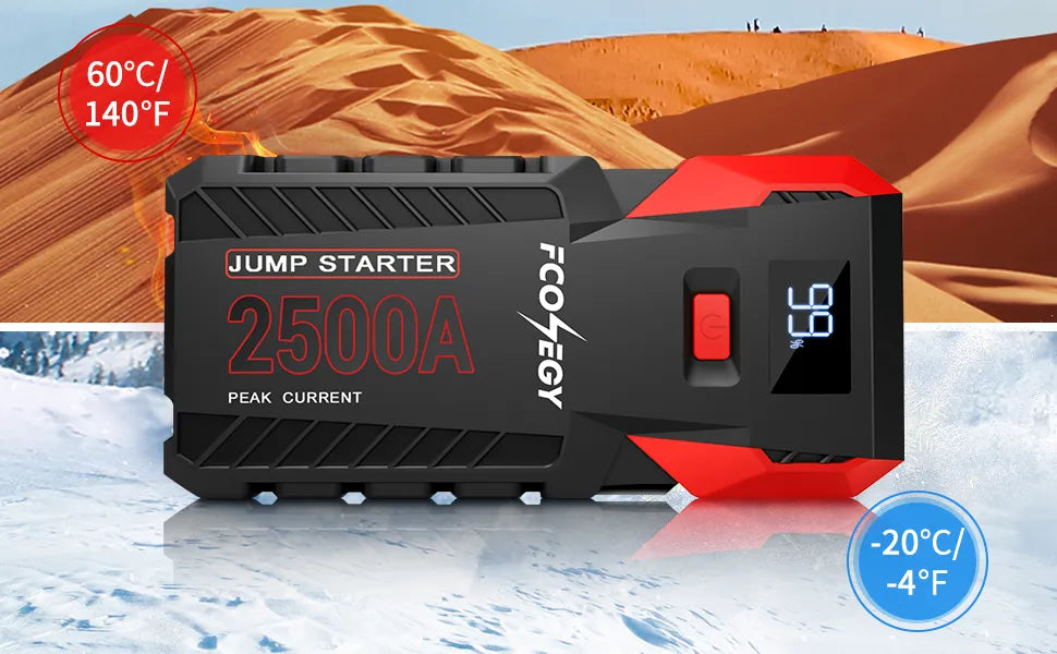 FCONEGY Car Jump Starter 2500A Portable Power Bank 26000mAh Auto Emergency Booster - Inverted Powers