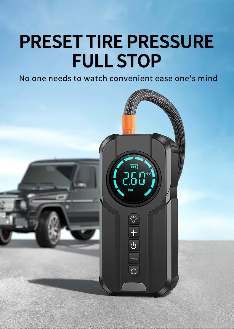 BUVAYE 4 In 1 Car Jump Starter Air Pump Power Bank Lighting - Inverted Powers