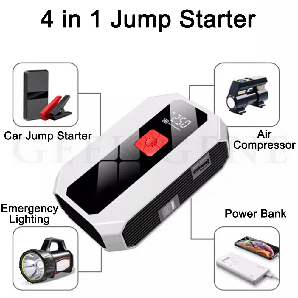 Car Jump Starter with Air Compressor Automotive Battery Charger Booster - Inverted Powers