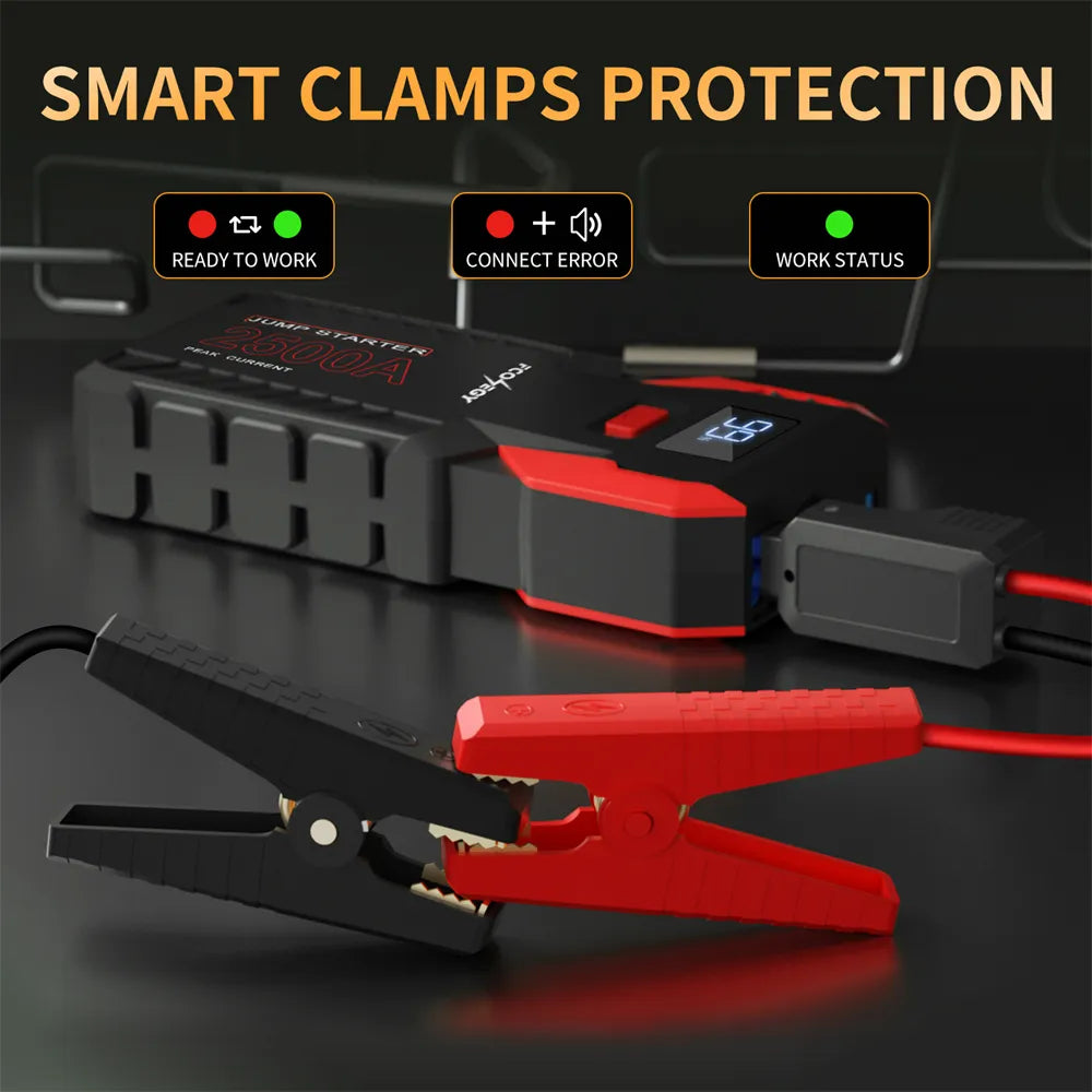 FCONEGY Car Jump Starter 2500A Portable Power Bank 26000mAh Auto Emergency Booster - Inverted Powers