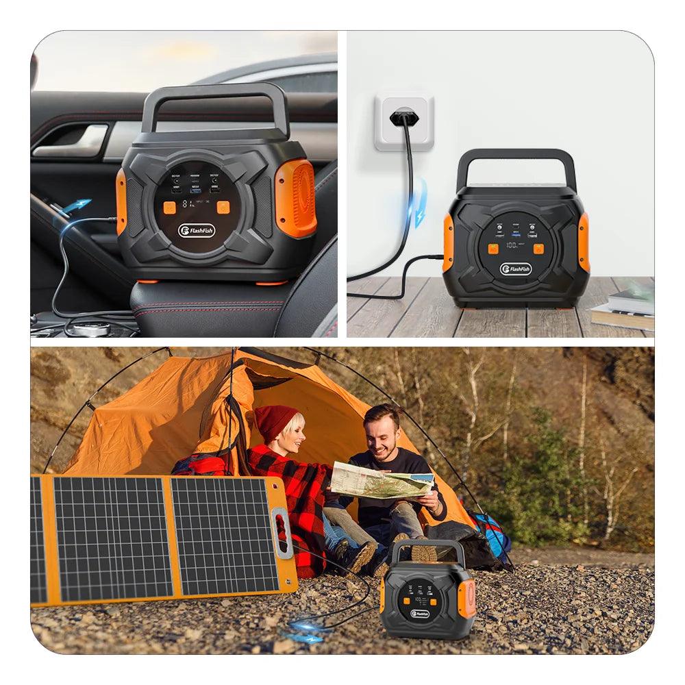Flashfish 320W Portable Power Station 292Wh With Solar Panel 100W - Inverted Powers