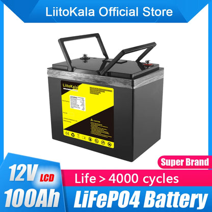 LiitoKala 12.8V 100Ah LifePo4 Battery Pack 12V 24V 36V Rechargeable Battery Pack Lithium Iron Phosphate Lifepo4 Solar Cell tools - Inverted Powers