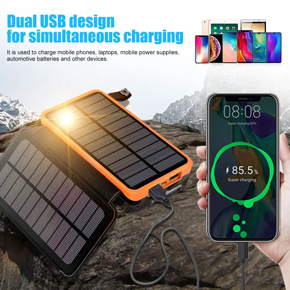 Folding Solar Charger Power Bank 26000mah Lagre Capacity Battery Fast Charge - Inverted Powers