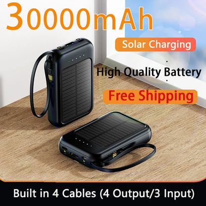 Solar Power Bank 10000mAh-30000mA Thin Light Comes With Four-wire - Inverted Powers